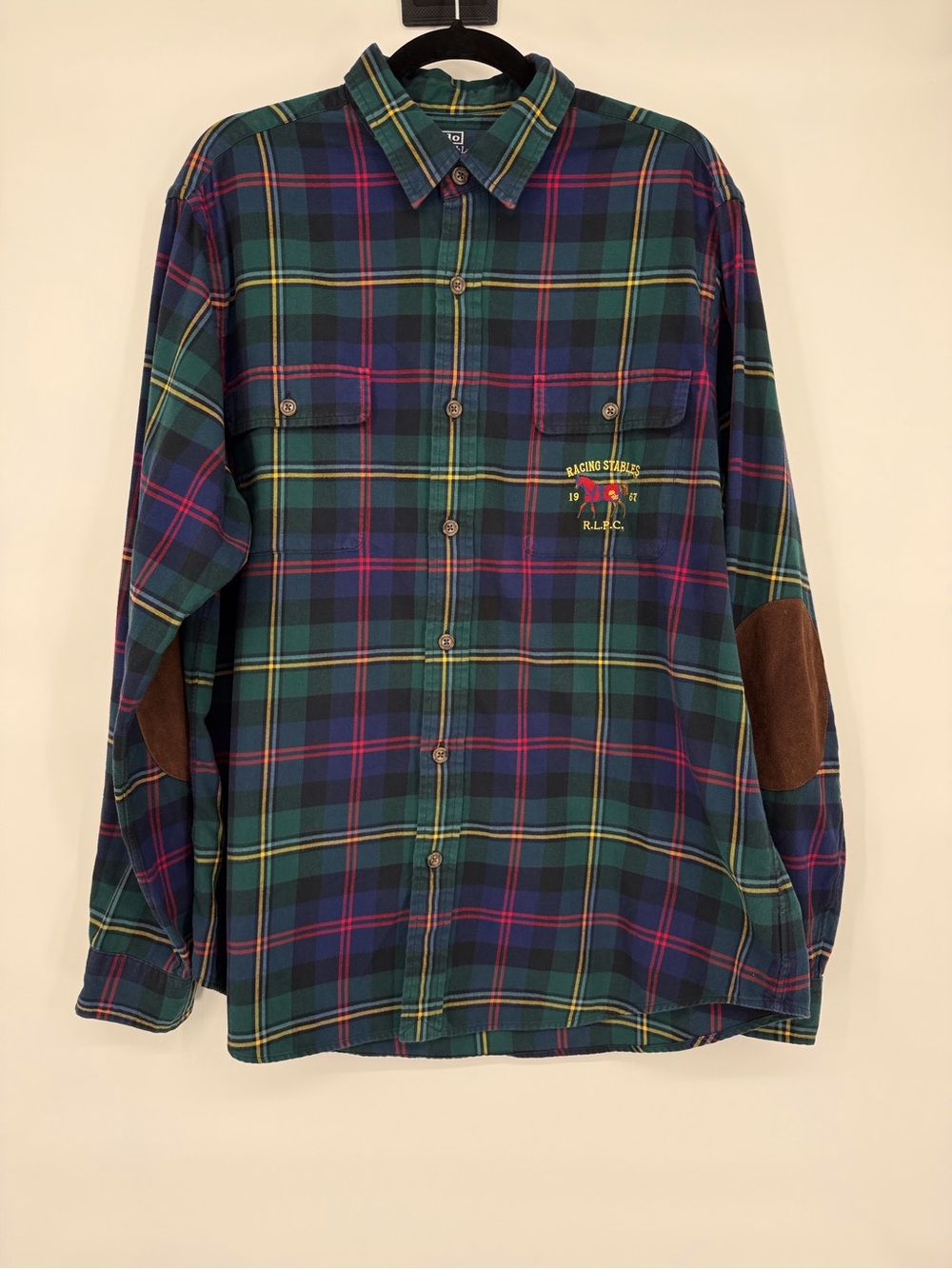 Polo Ralph Lauren Plaid Flannel Shirt XL Classic Fit Equestrian Preppy Button Up